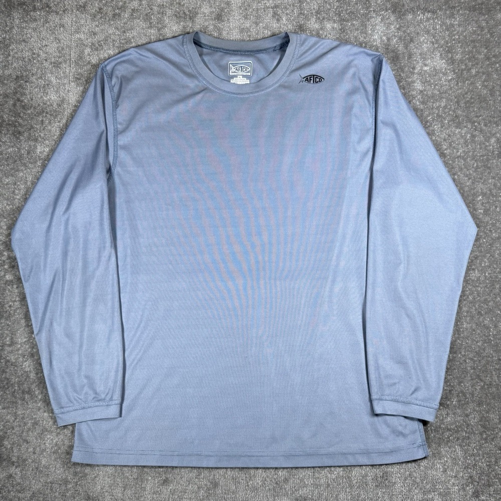 AFTCO T-Shirt Men's XL Blue Long Sleeve Performance Crew Neck Fishing Outdoors